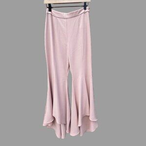 DO+BE Pants Small Pink High Waisted Flared Ruffle Leg Feminine Romantic